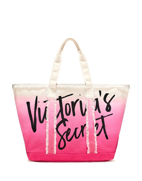 Стильная пляжная сумка омбрэ с логотипом Victoria Secret Frayed Ombré Tote