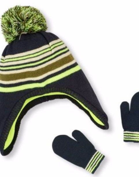 Комплект флисовый зимний - шапка с помпоном и варежки Childrens Place США