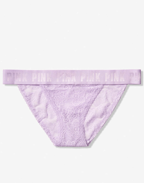 Трусики кружевные на резинке с лого Victoria's secret PINK Lace Logo Bikini
